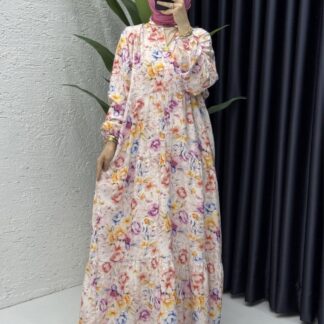 Jasmine Çiçek Bahçesi Elbise ELB100232 - Mercan