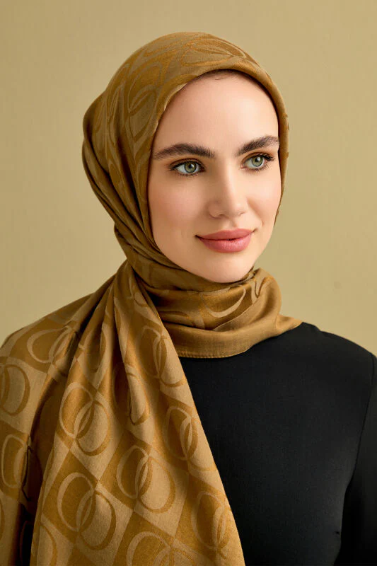 Dama Desen Haki Naia Pamuk Şal 70x200