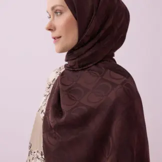Dama Desen Kahverengi Naia Pamuk Şal 70x200