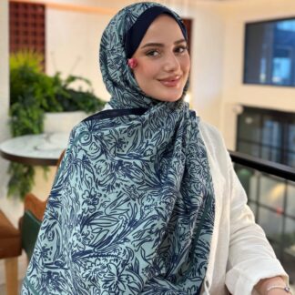 Touch Fourty Floral Desen Pamuk İpek Şal-202343-Mint