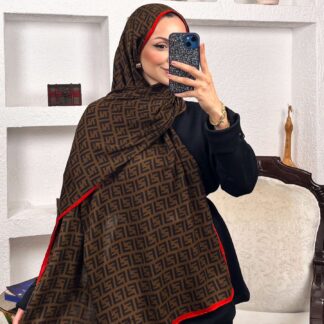İTHAL A+ Fendi Yün İpek Çift Taraflı Marka Şal 87478 - Bordo Biyeli