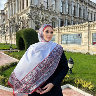 Çini Rüyası Vual İpek Şal 10101 - Kırmızı