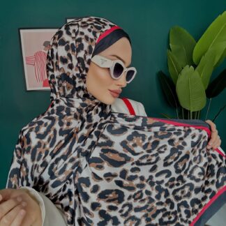 Oxygen Leopar Desenli Twill İpek Şal