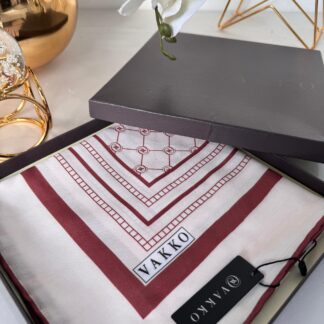 VAKKO PAMUK SOFT EŞARP 44142 - BEYAZ - BORDO