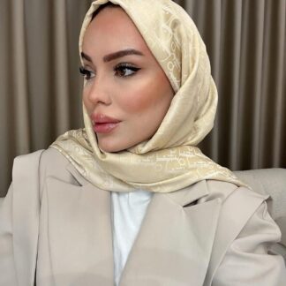 Dior Desenli İpek Kaşmir Çift Taraflı Şal 78002 - Bej