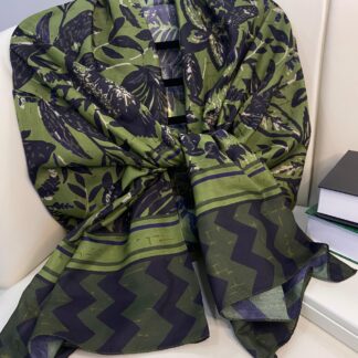 Etnik Desenli Etro Pamuk Soft Şal - 893250 - Yeşil Siyah