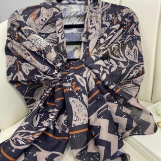 Etnik Desenli Etro Pamuk Soft Şal - 893250 - Siyah Açık Kahve
