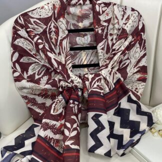 Etnik Desenli Etro Pamuk Soft Şal - 893250 - Bordo