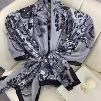 Etro Çiçek Desen Pamuk soft Şal - 433240 - Gri