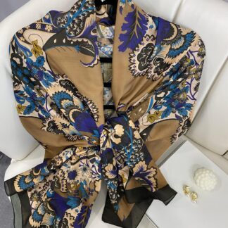 Etro Çiçek Desen Pamuk soft Şal - 433240 - Camel-Siyah