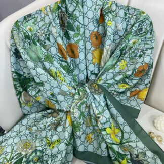 Gucci Çiçek Desen Pamuk Soft Şal 65355 - Mint