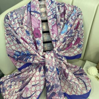 Gucci Çiçek Desen Pamuk Soft Şal 65355 - Pembe/Mor