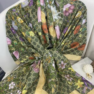 Gucci Çiçek Desen Pamuk Soft Şal 65355 - Haki
