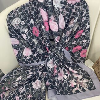 Çiçek Desen Pamuk Soft Şal 65355 - Lila