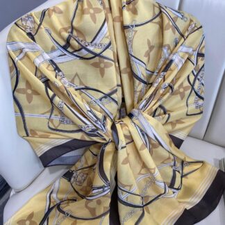 Lv Kemer Desen Pamuk Soft Şal 31230 - SİYAH-SARI