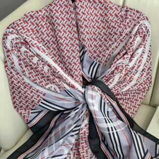 Burberry Monogram Pamuk Soft Şal 64303 - Gri-Bordo