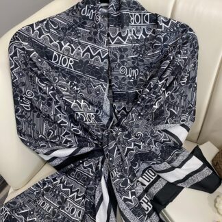 Dior Monogram Pamuk Soft Şal 86021 - Siyah