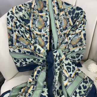 Hermes Leopar Pamuk Soft Şal 65329 - Mint