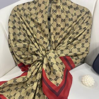 NEW GUCCİ Desen Pamuk İpek Şal-64750- Bordo