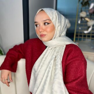 Su Yolu Pamuk Jakar Şal - Ekru