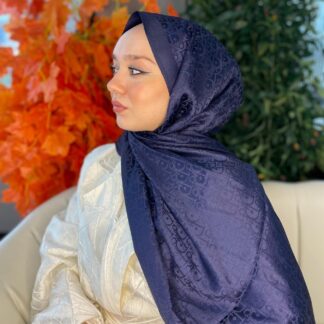 İthal Dior Pamuk Yün İpek Şal 49103 - Lacivert