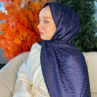 İthal Fendi Kaşmir İpek Şal 49101 - Lacivert
