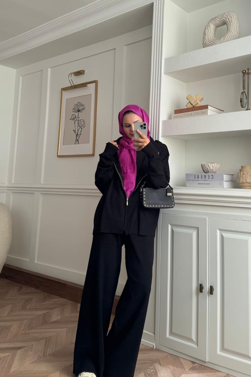 Kapüşon Detaylı Ivy Pantolonlu Triko İkili Takım TKM100276 – Siyah - Görsel 2