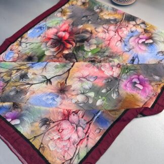 Flowers Kraş Desenli Şal - ŞL100234- Bordo