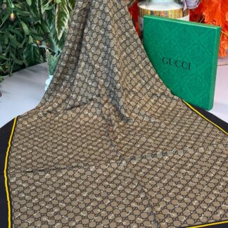Gucci A Kalite İthal Yün İpek Şal - Siyah-Sarı