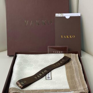 İthal Full Set Kutulu A Kalite Vakko monogram İpek Şal 3444 - Camel