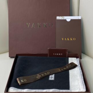 İthal Full Set Kutulu A Kalite Vakko monogram İpek Şal 3444 - Siyah/Beyaz