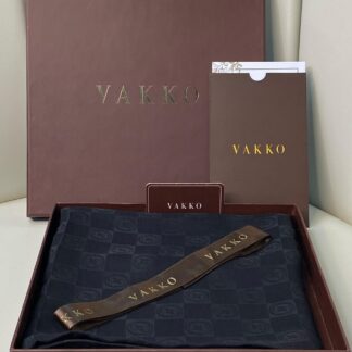 İthal Full Set Kutulu A Kalite Vakko monogram İpek Şal 3444 - Siyah