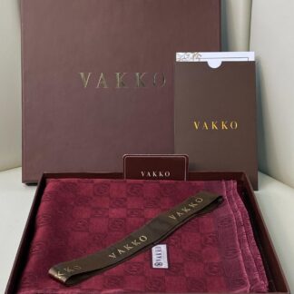İthal Full Set Kutulu A Kalite Vakko monogram İpek Şal 3444 - Vişne