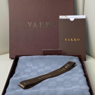 İthal Full Set Kutulu A Kalite Vakko monogram İpek Şal 3444 - Gri