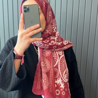 ETNİK DESEN PAMUK ŞAL-989744-BORDO