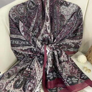 Etro Etnik Desen Pamuk İpek Şal - 23564 - BORDO