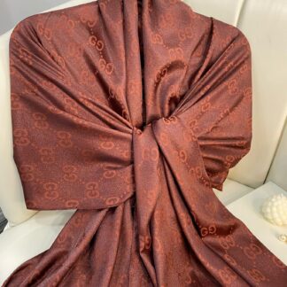 Gucci Desen Pamuk İpeksi Jakar Şal -KOYU KAHVE