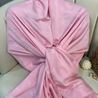 Chanel Çİft Taraflı Kaşmir Şal - ŞEKER PEMBE