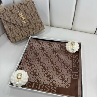 GUESS ÇİFT TARAFLI KAŞMİR İPEK EŞARP 7859- ÇİKOLATA