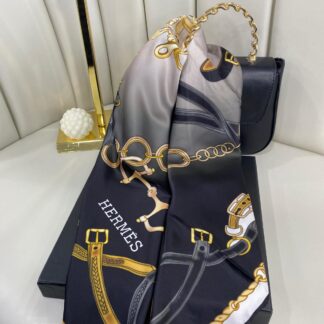 Hermes Twill Eşarp - Siyah