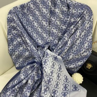 Guess Çift Taraflı Kaşmir İpek Şal- 7860- Mavi -Gri
