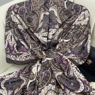 Batik Desen Vual İpek Şal -259685- Kahve