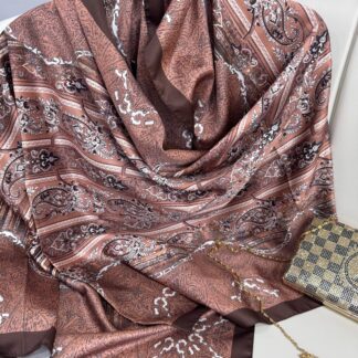 Etro Desen Vual İpek Şal -49733 - Fındık Kahvesi