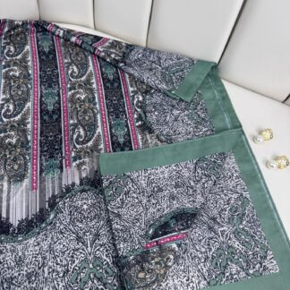 Etro Desen Pamuk İpek Şal 49733 -Zeytin Yeşili