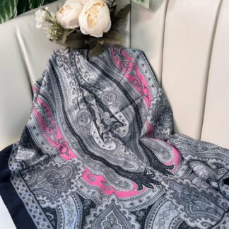 Etro Pamuk İpek Şal -987654- Siyah Pembe