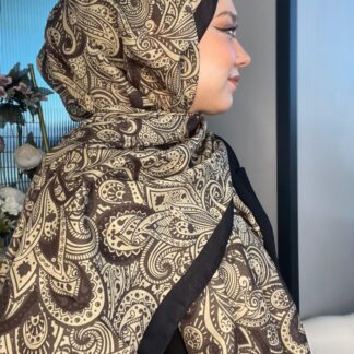 Mandala Desen Pamuk İpeksi Şal -452103- Kömür Sarısı