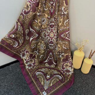 Etro Desen Pamuk Soft Eşarp 27091 - Kahve-Vişne