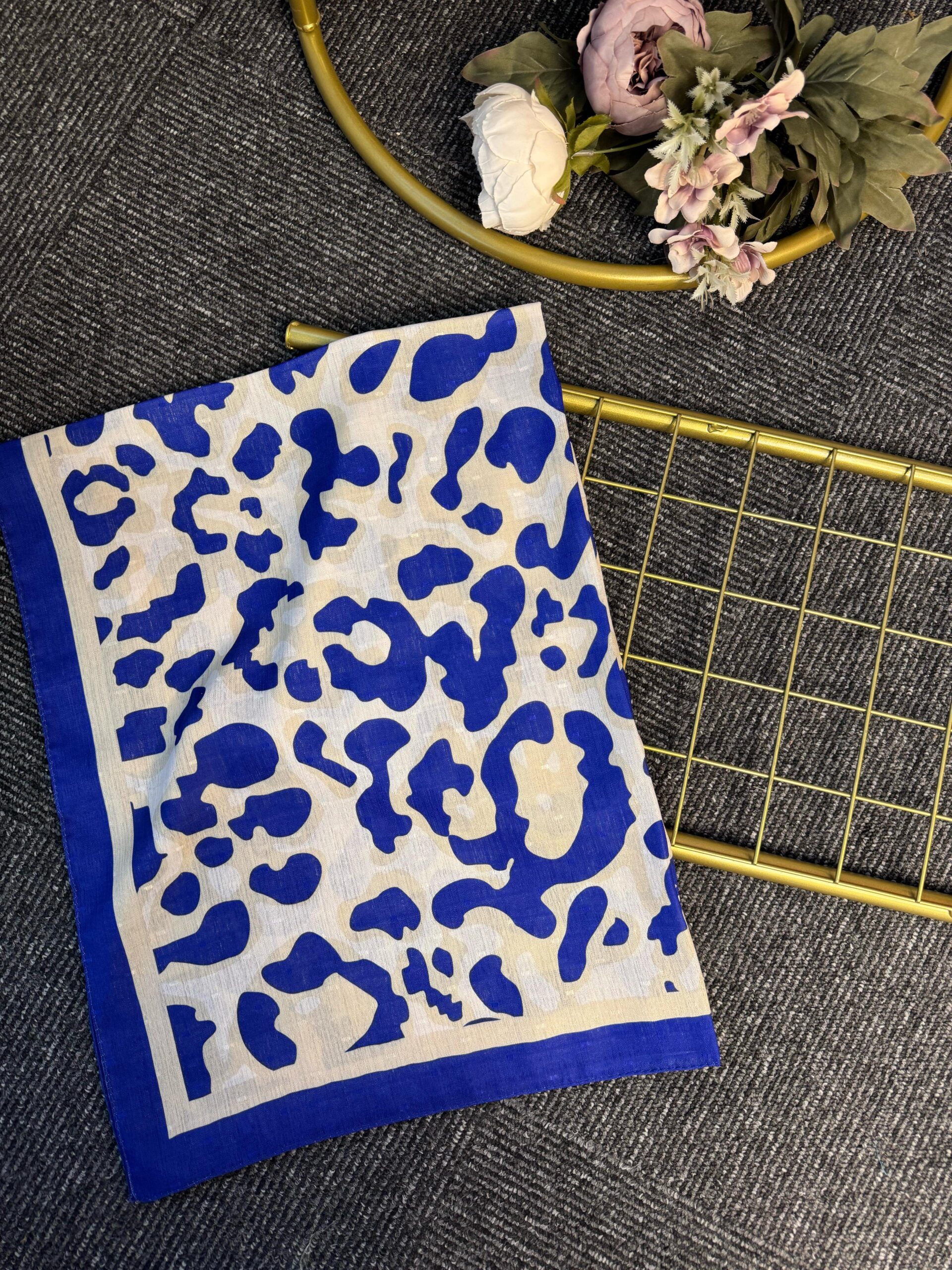Gölge Motif Pamuk Şal-383561-Saks Krem