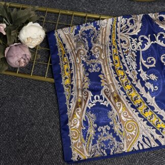 Zamansız Motif Vual İpek Şal-487934-Lacivert