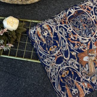 Saray Bahçesi Naturel İpek Şal-658945-Lacivert